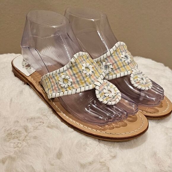 Jack Rogers Navajo Gingham Flip Flops Size 8 - Picture 1 of 10